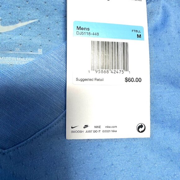 Nike Mens Dri-FIT Long Sleeve Football Top North Carolina UNC Blue (M) NWT - Picture 3 of 3